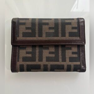 Fendi Brown and Black FF Logo Wallet